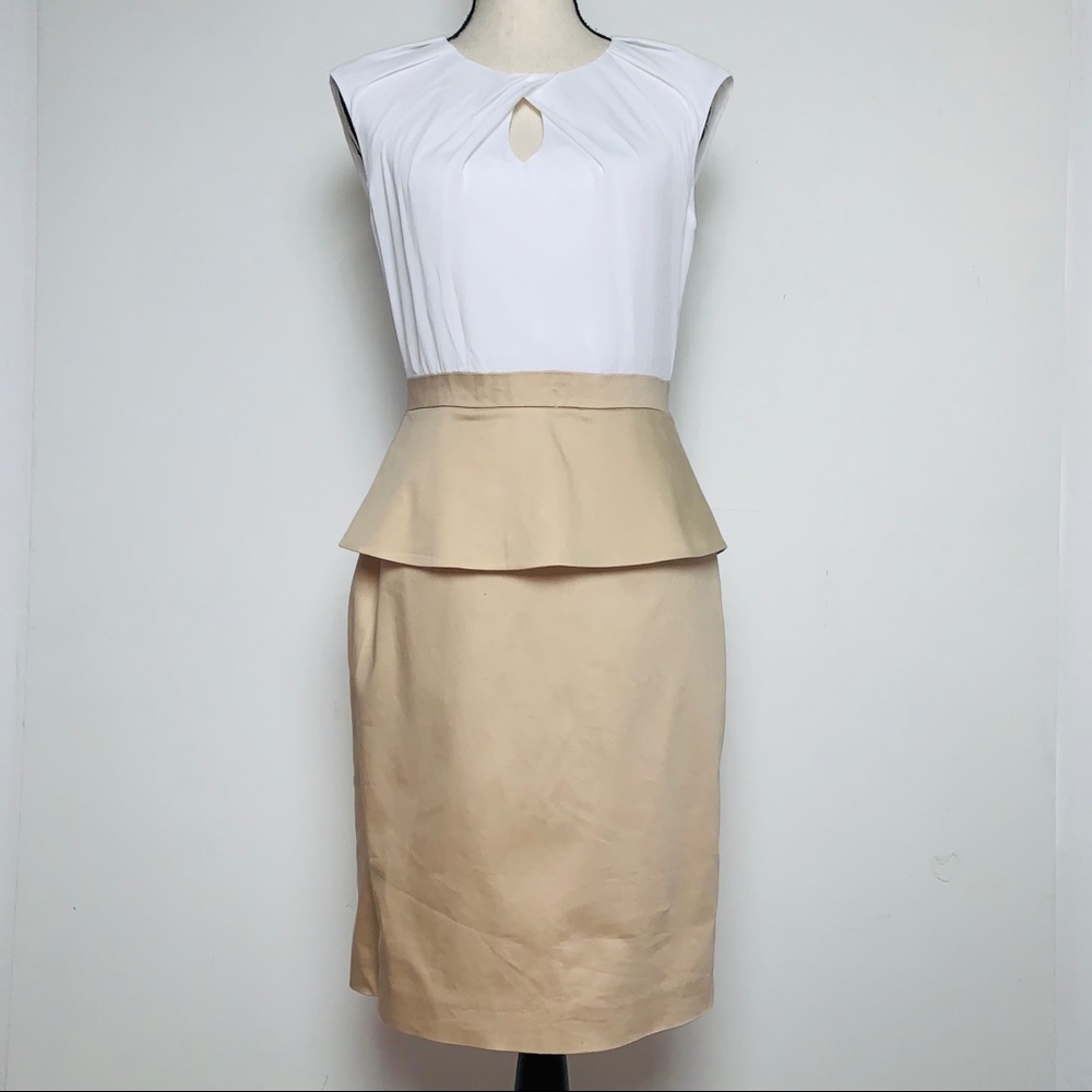 Antonio Melani Tan & White Peplum Dress (4)